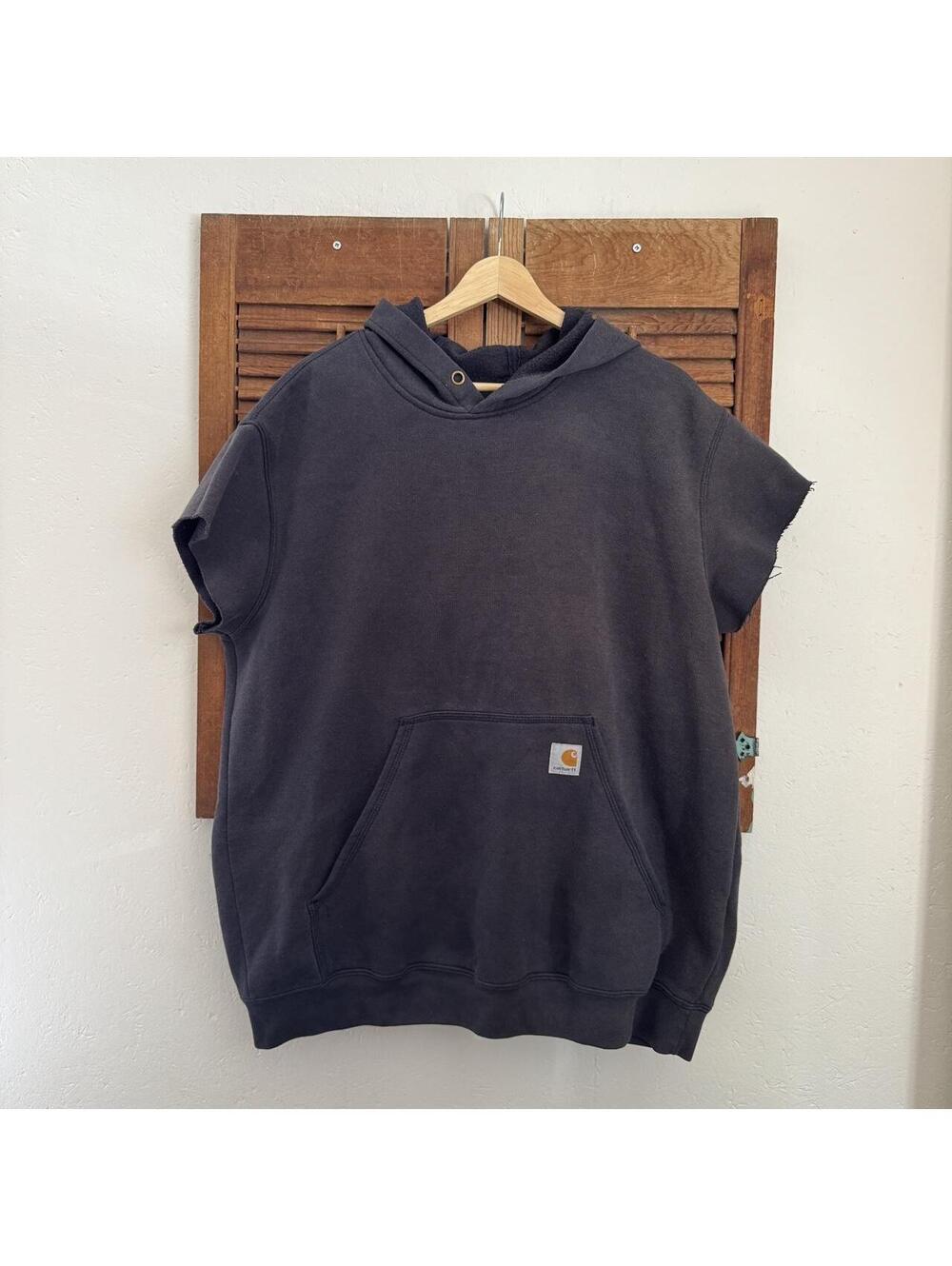 Destroyed beat up vintage cutoff Carhartt hoodie sweater XXL